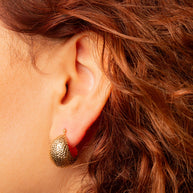 14K Yellow Gold Diamond Cut Chunky Puffed Hoop Earrings
