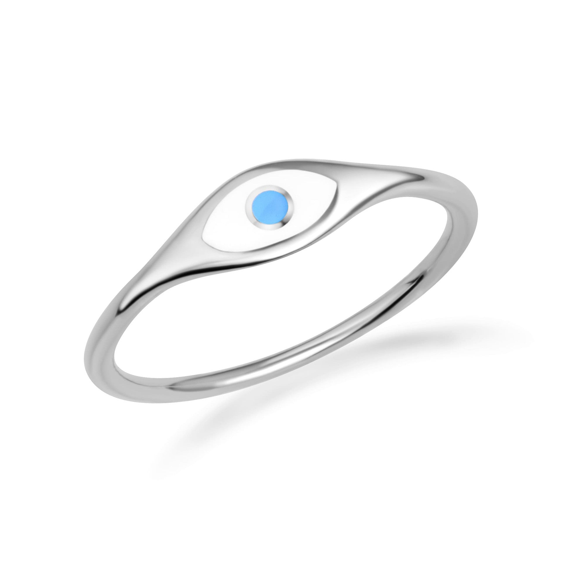 .925 Sterling Silver Enamel Evil Eye Of Protection Band Ring
