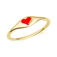 Gold Enamel Heart Love Band Ring (Available in Yellow/Rose/White Gold)