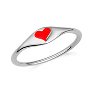 Gold Enamel Heart Love Band Ring (Available in Yellow/Rose/White Gold)
