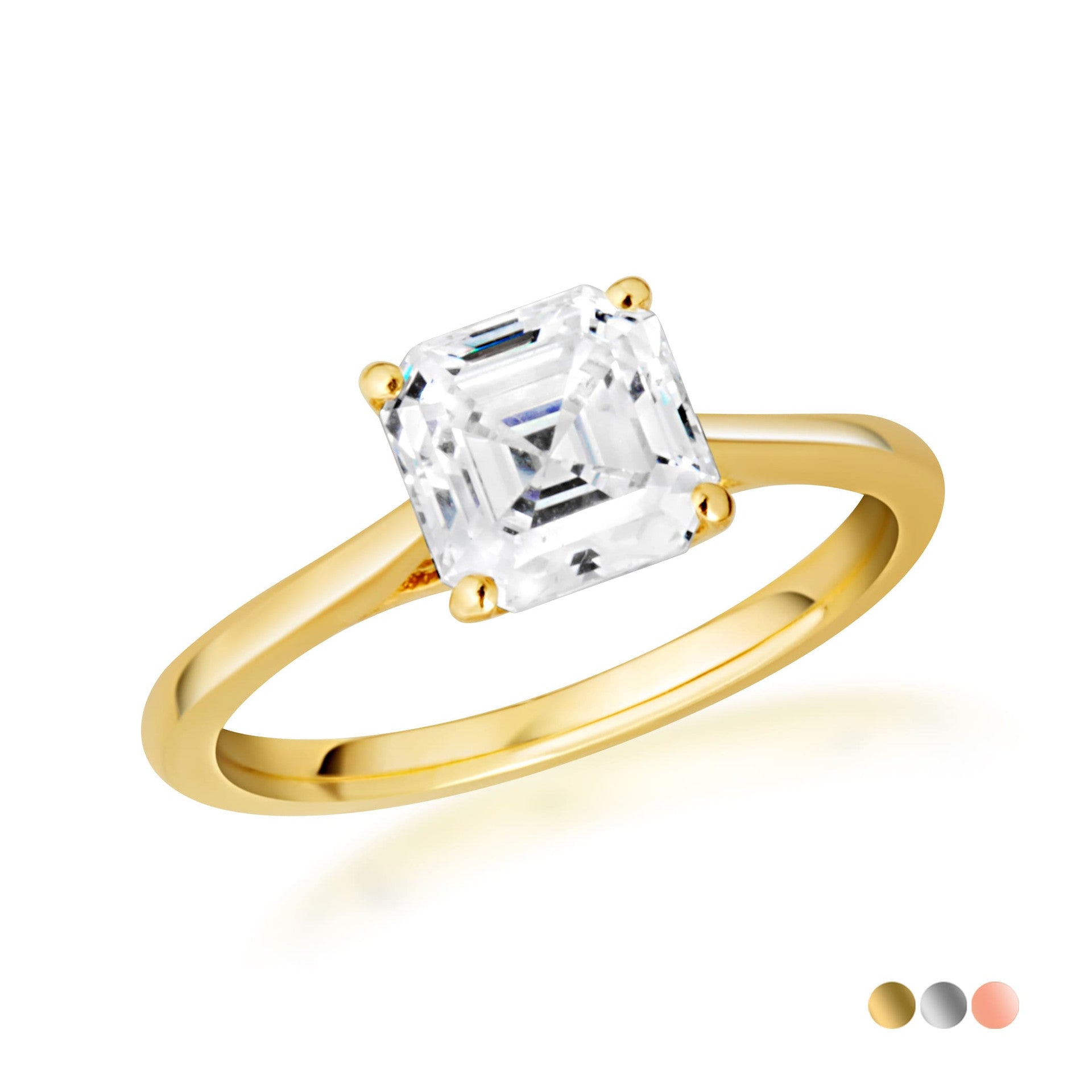 14k Gold Solitaire Princess Cut Lab Grown Diamond Engagement Ring 1ct