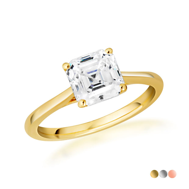 14k Gold Solitaire Princess Cut Lab Grown Diamond Engagement Ring 1ct