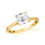 14k Gold Solitaire Princess Cut Lab Grown Diamond Engagement Ring 1ct