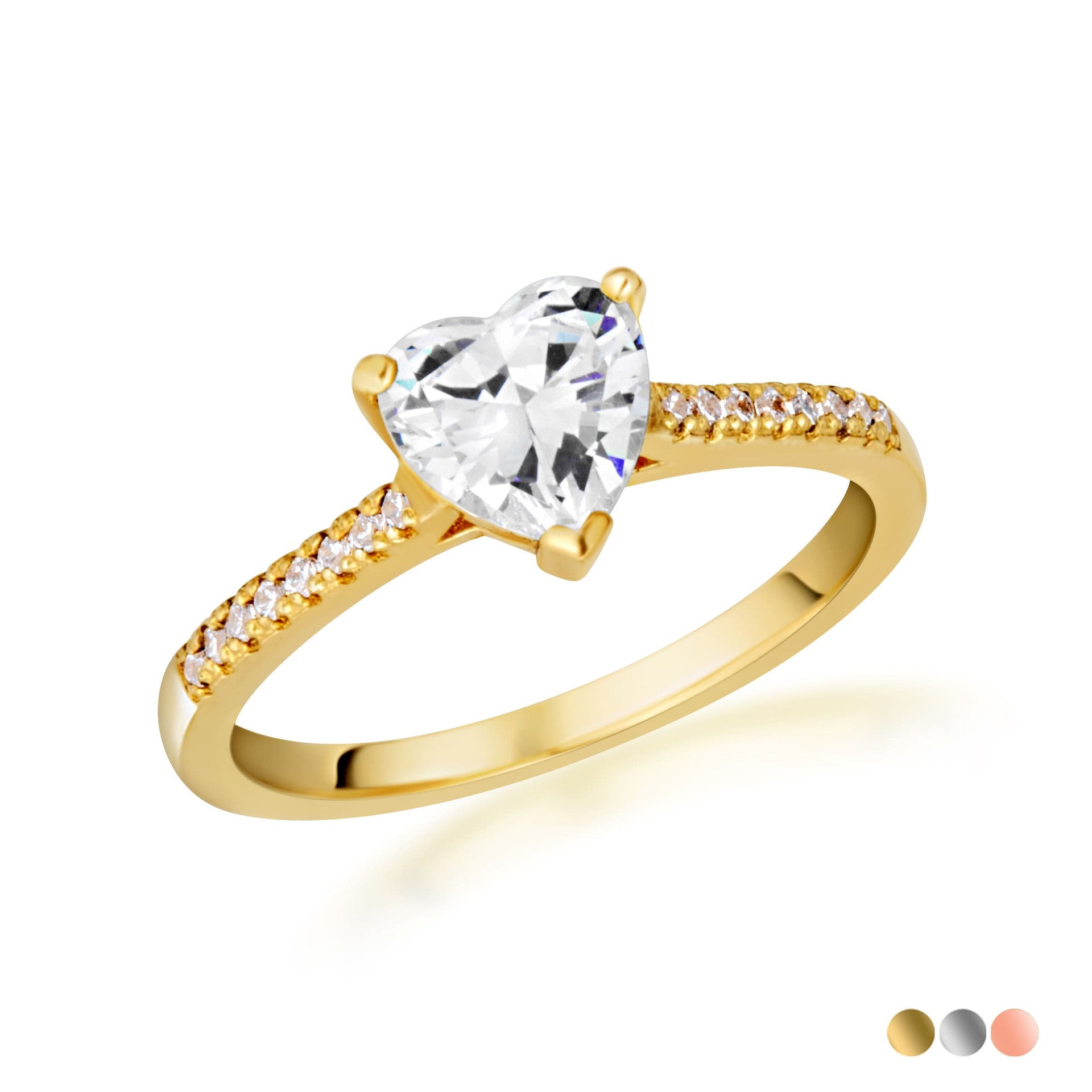 14k Gold Heart Cut Lab Grown Diamond Engagement Ring 1.13cts
