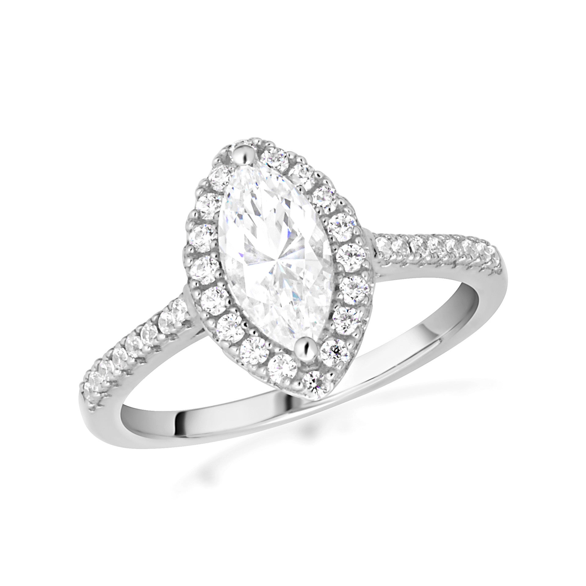 14K Gold Marquise Cut Lab Grown Diamond Halo Engagement Ring