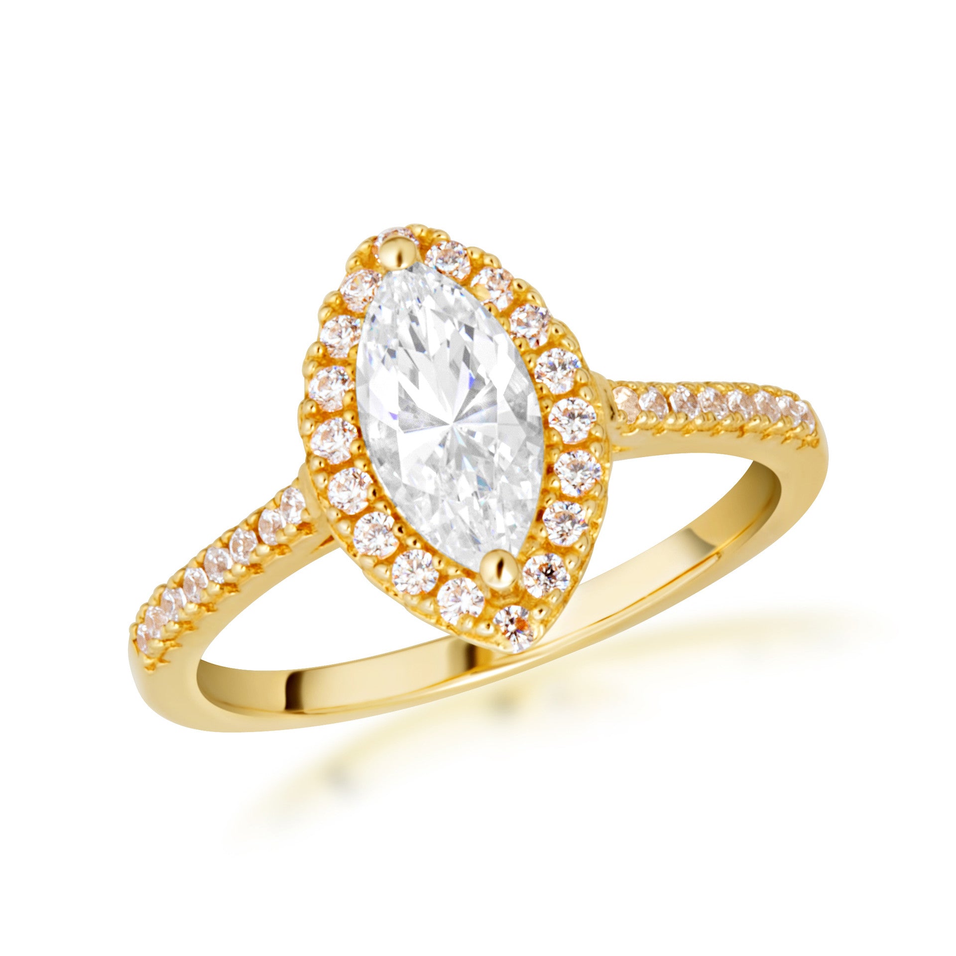 14K Gold Marquise Cut Lab Grown Diamond Halo Engagement Ring