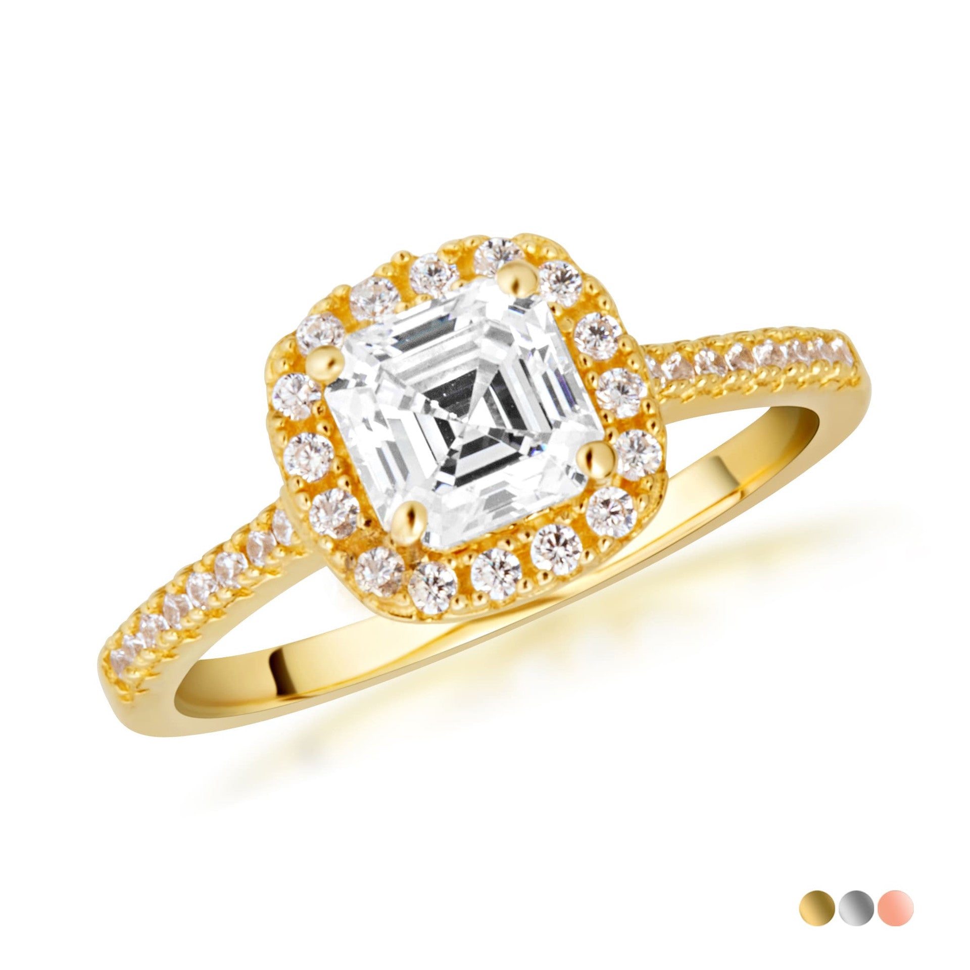 14k Gold Princess Cut Lab Grown Diamond Halo Engagement Ring