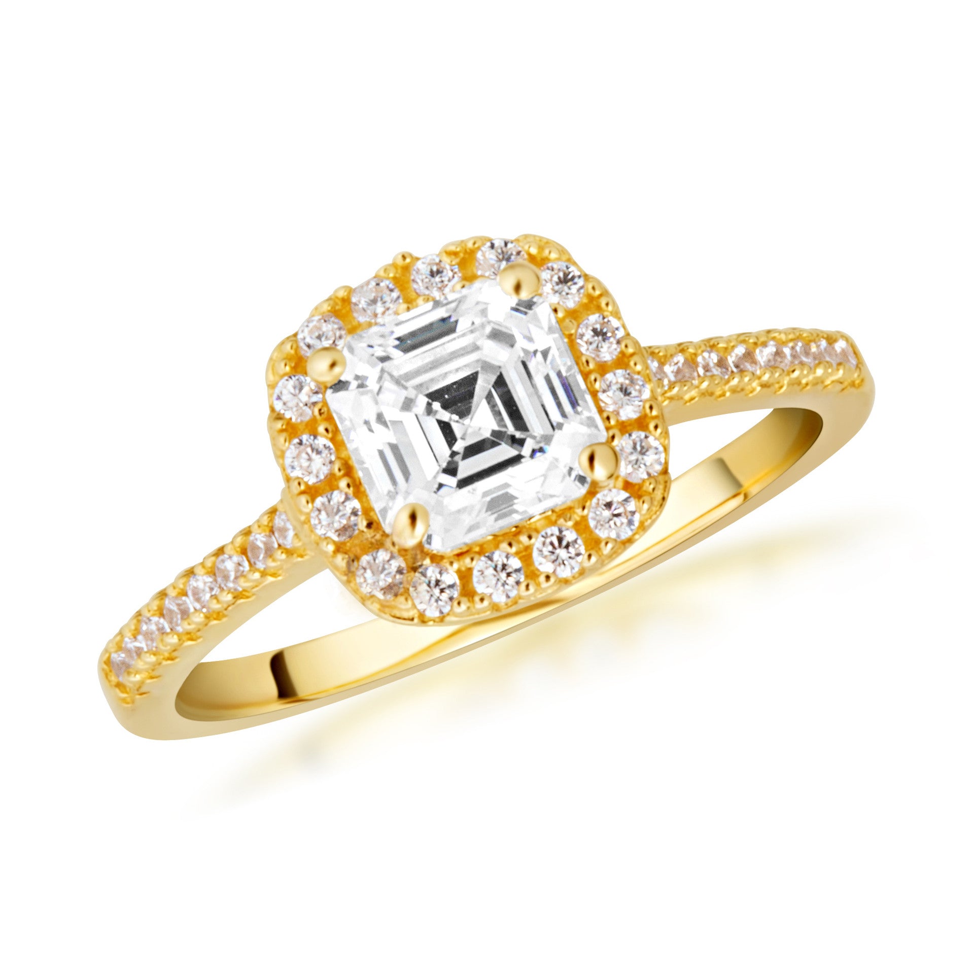 14k Gold Princess Cut Lab Grown Diamond Halo Engagement Ring