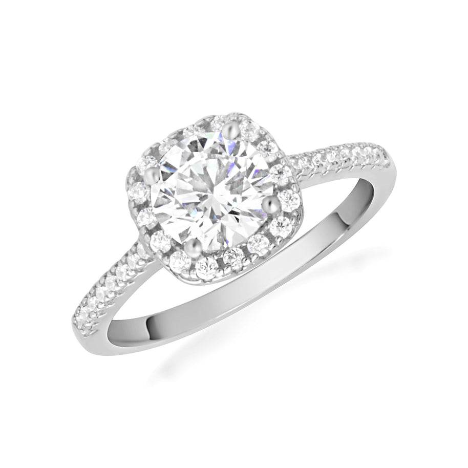 14k Gold Round Cut Lab Grown Diamond Halo Engagement Ring