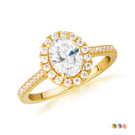 14k Gold Oval Cut Lab Grown Diamond Halo Engagement Ring 1.28cts