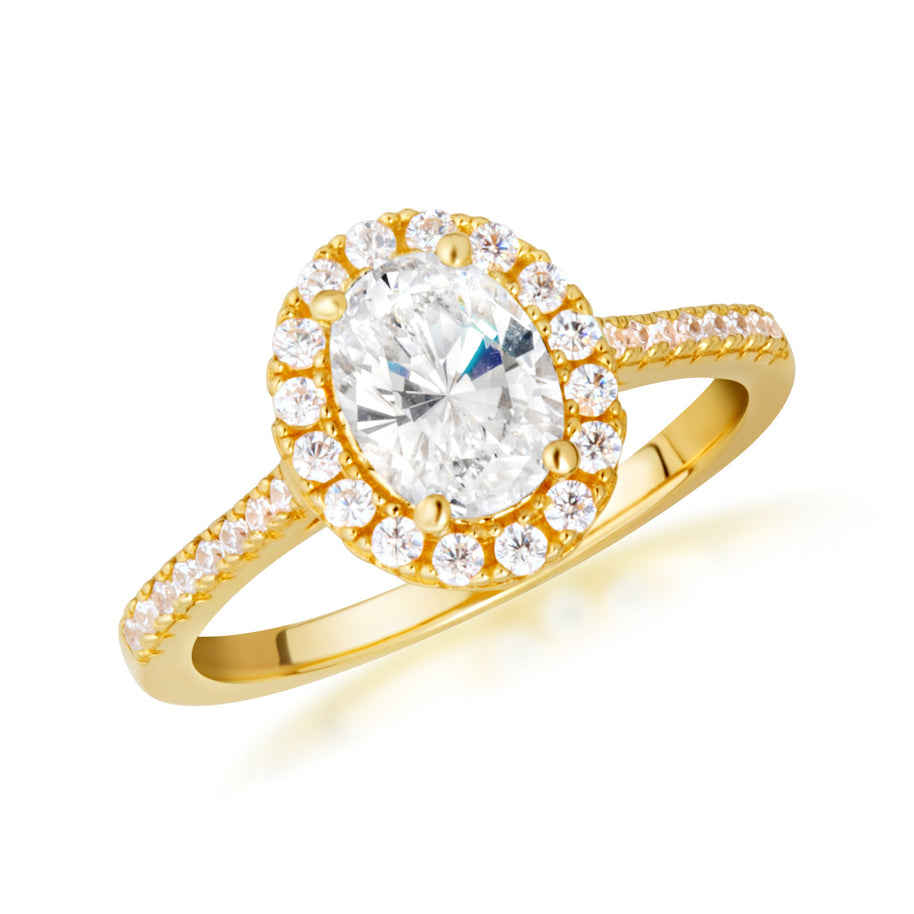 14k Gold Oval Cut Lab Grown Diamond Halo Engagement Ring 1.28cts