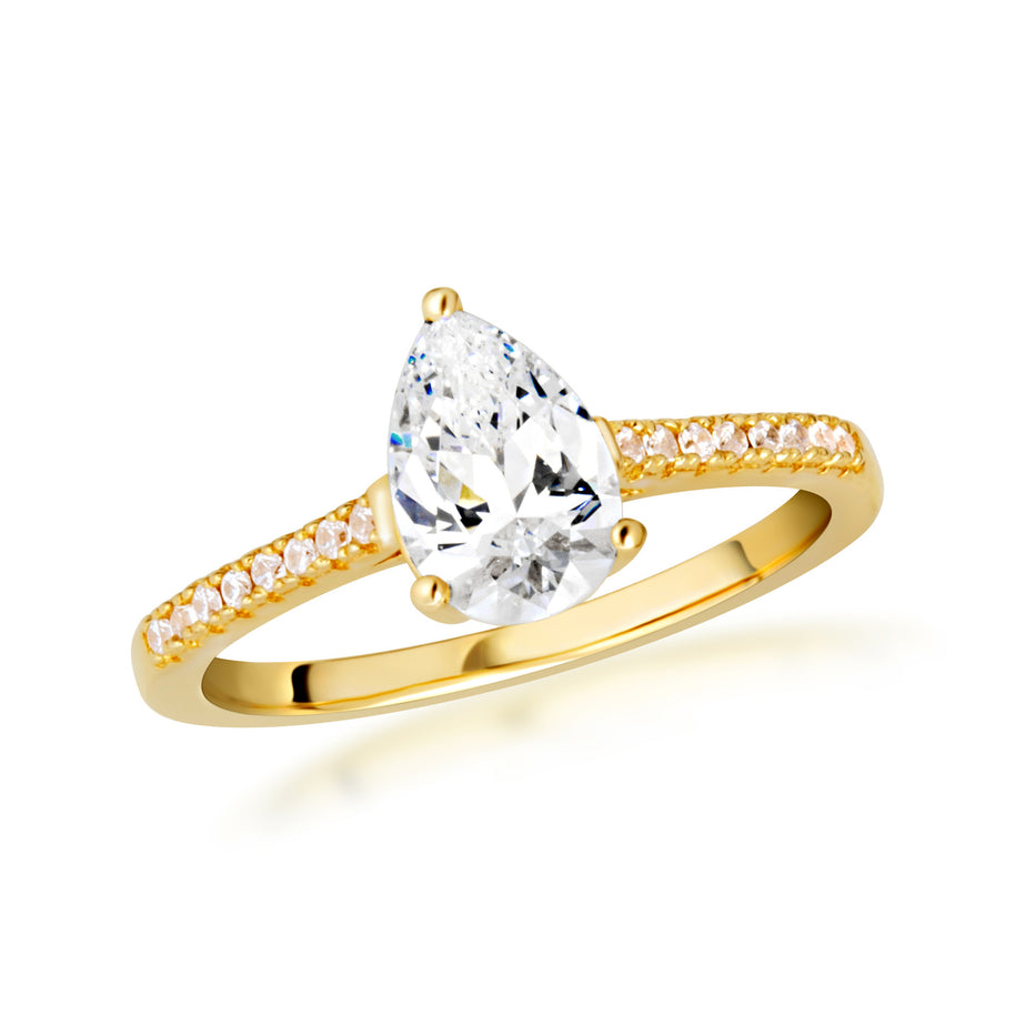 14K Gold Pear Cut Lab Grown Diamond Engagement Ring 1.13cts