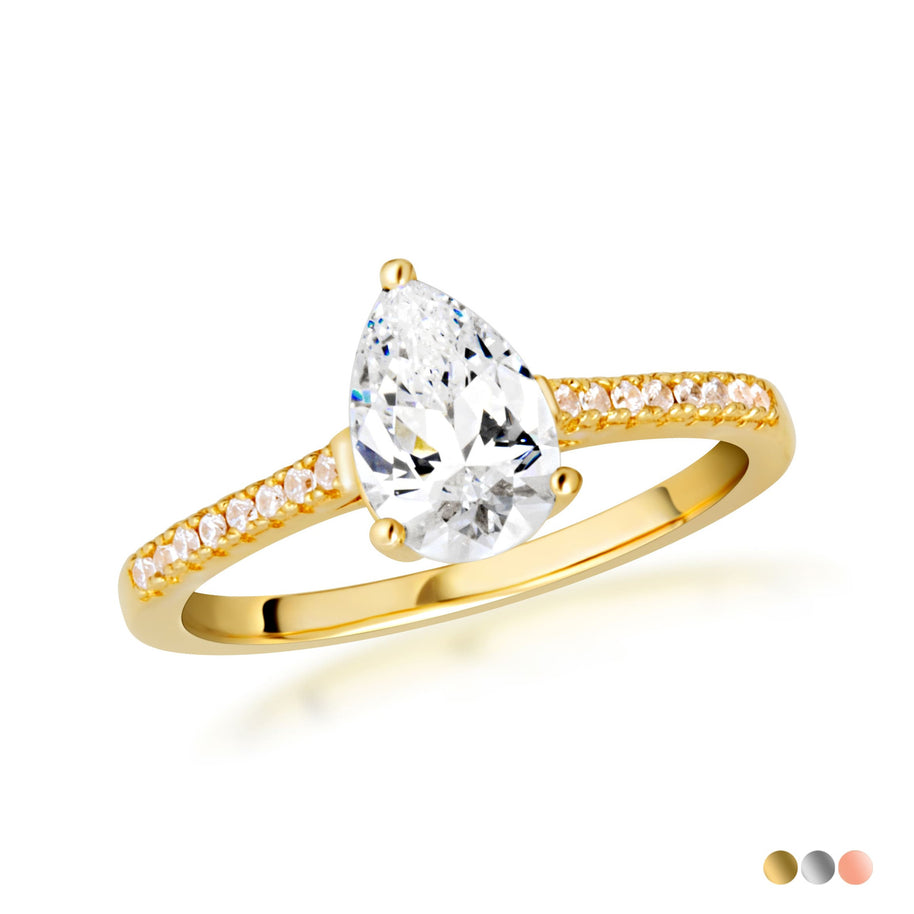 14K Gold Pear Cut Lab Grown Diamond Engagement Ring 1.13cts