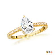 14K Gold Pear Cut Lab Grown Diamond Engagement Ring 1.13cts