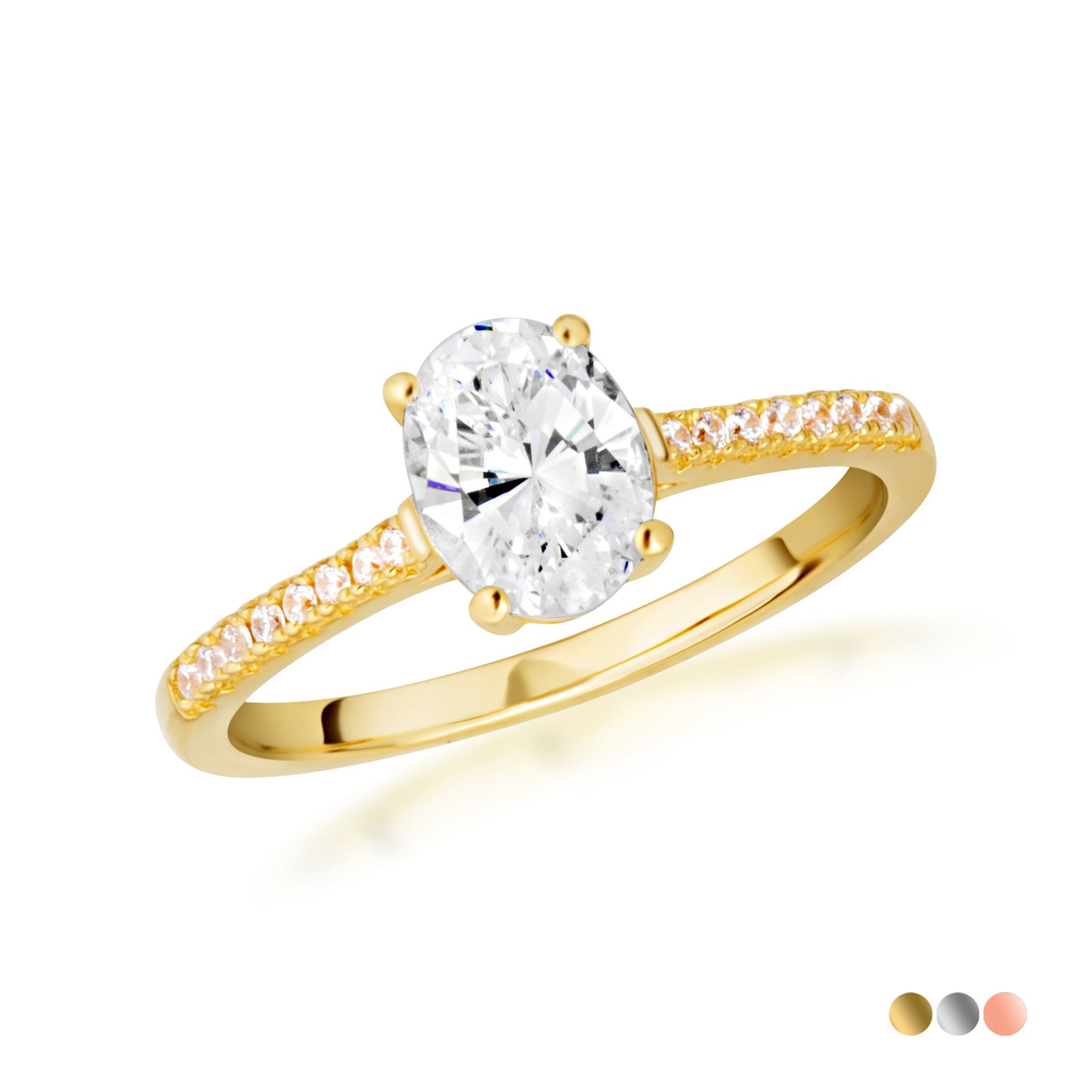 14K Gold Oval Cut Lab Grown Diamond Engagement Ring 1.13cts (Available in Yellow/Rose/White Gold)
