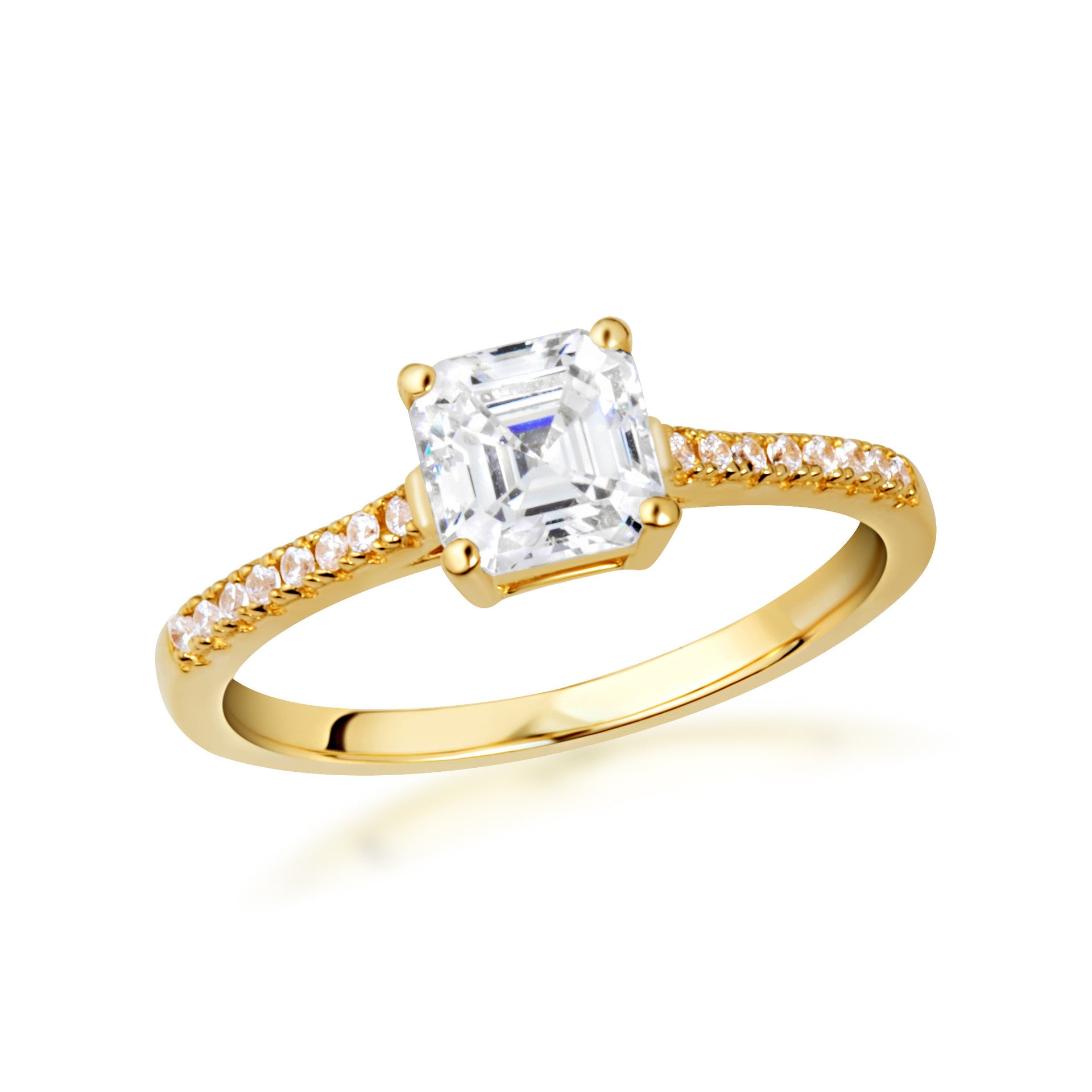 14K Gold Princess Cut Lab Grown Diamond Engagement Ring 1.13cts (Available in Yellow/Rose/White Gold)