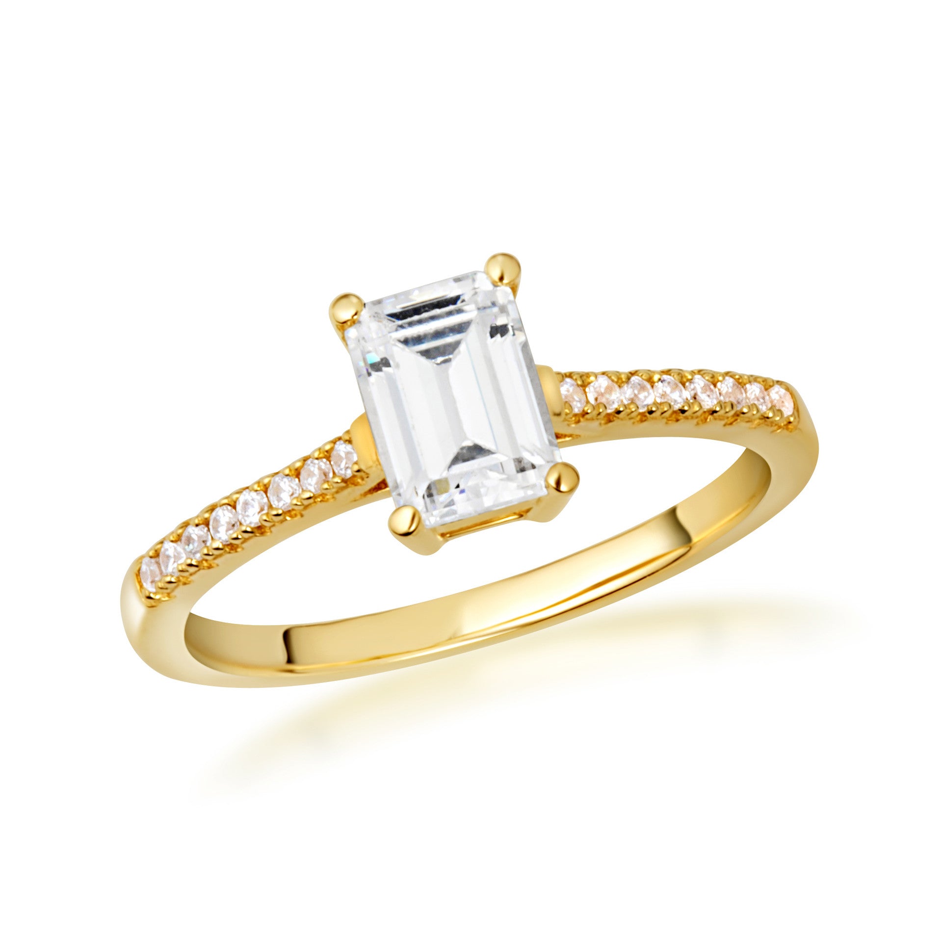14K Gold Emerald Cut Lab Grown Diamond Engagement Ring 1.13cts (Available in Yellow/Rose/White Gold)
