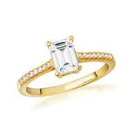 14K Gold Emerald Cut Lab Grown Diamond Engagement Ring 1.13cts (Available in Yellow/Rose/White Gold)