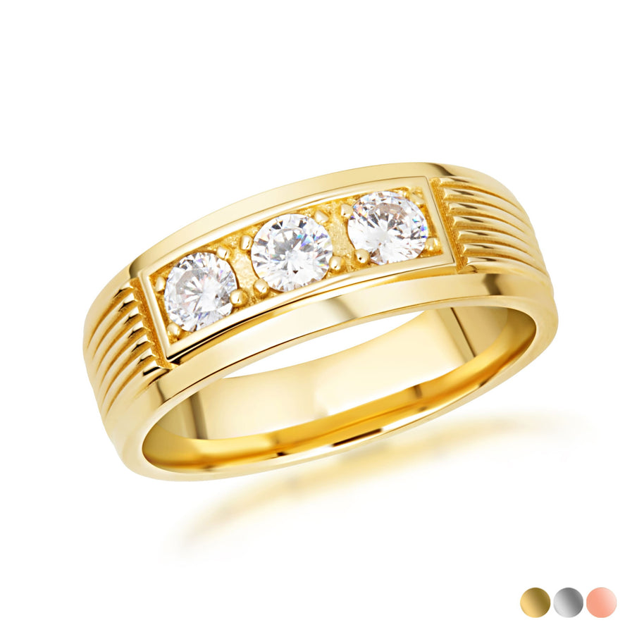 Gold Men's Lab Grown Diamond Wedding Band Engagement Ring (Available in Yellow/Rose/White Gold)