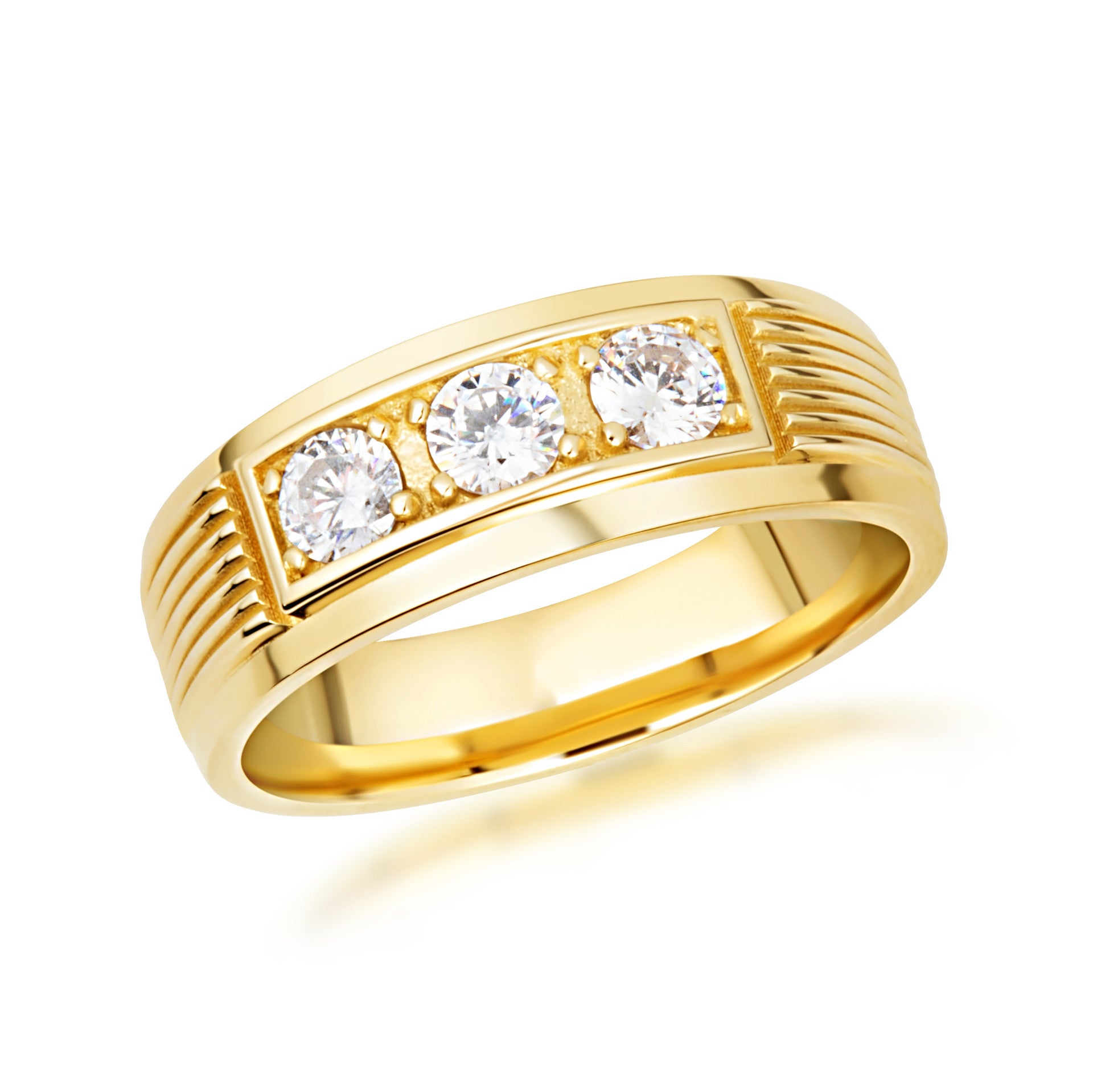 Gold Men's Lab Grown Diamond Wedding Band Engagement Ring (Available in Yellow/Rose/White Gold)
