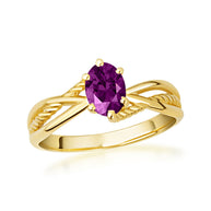 Gold Custom Oval Birthstone Infinity Rope Band Ring (Available in Yellow/Rose/White Gold)