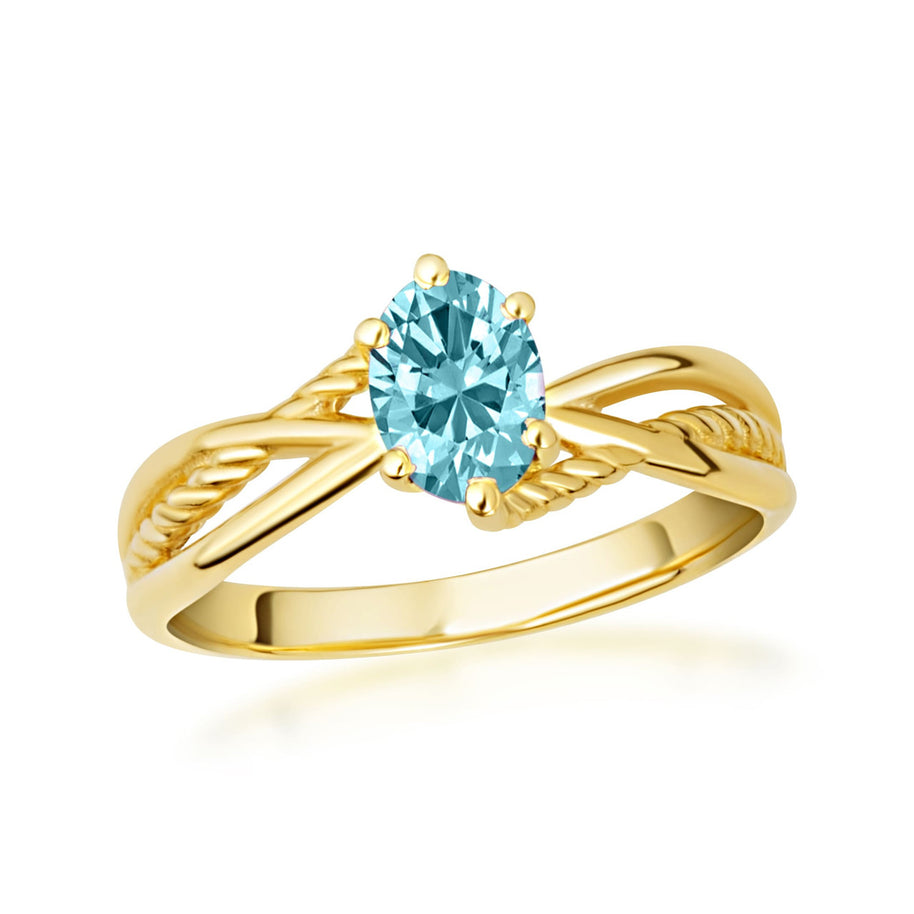 Gold Custom Oval Birthstone Infinity Rope Band Ring (Available in Yellow/Rose/White Gold)