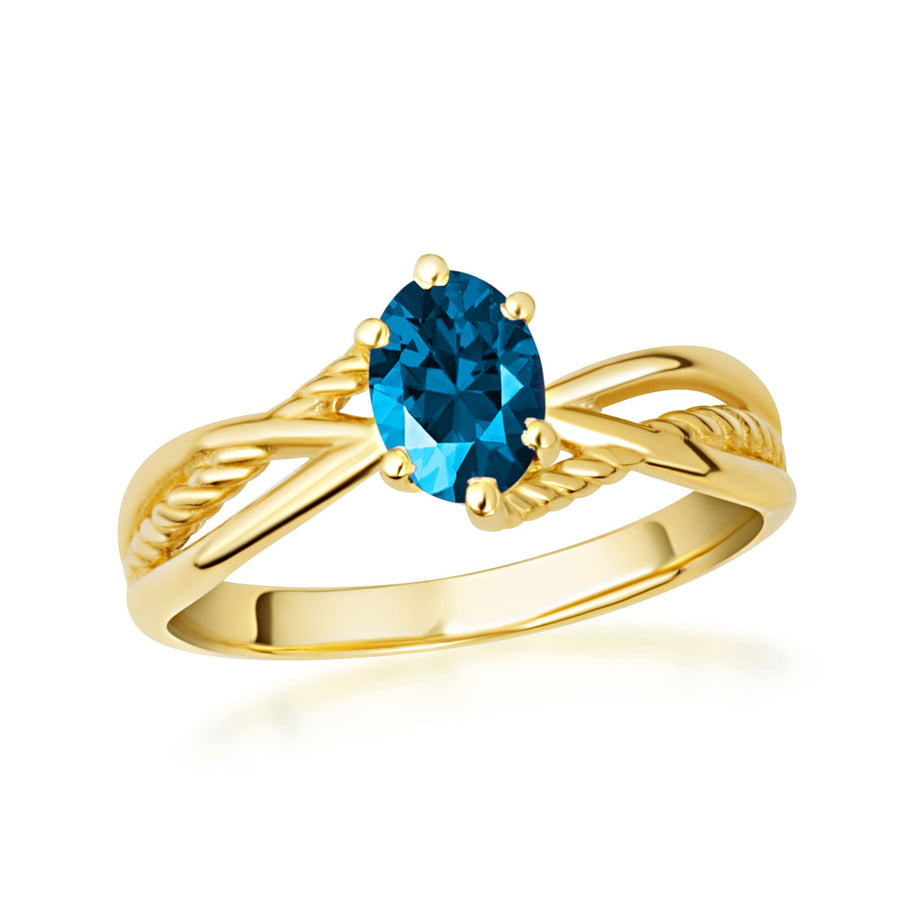 Gold Custom Oval Birthstone Infinity Rope Band Ring (Available in Yellow/Rose/White Gold)
