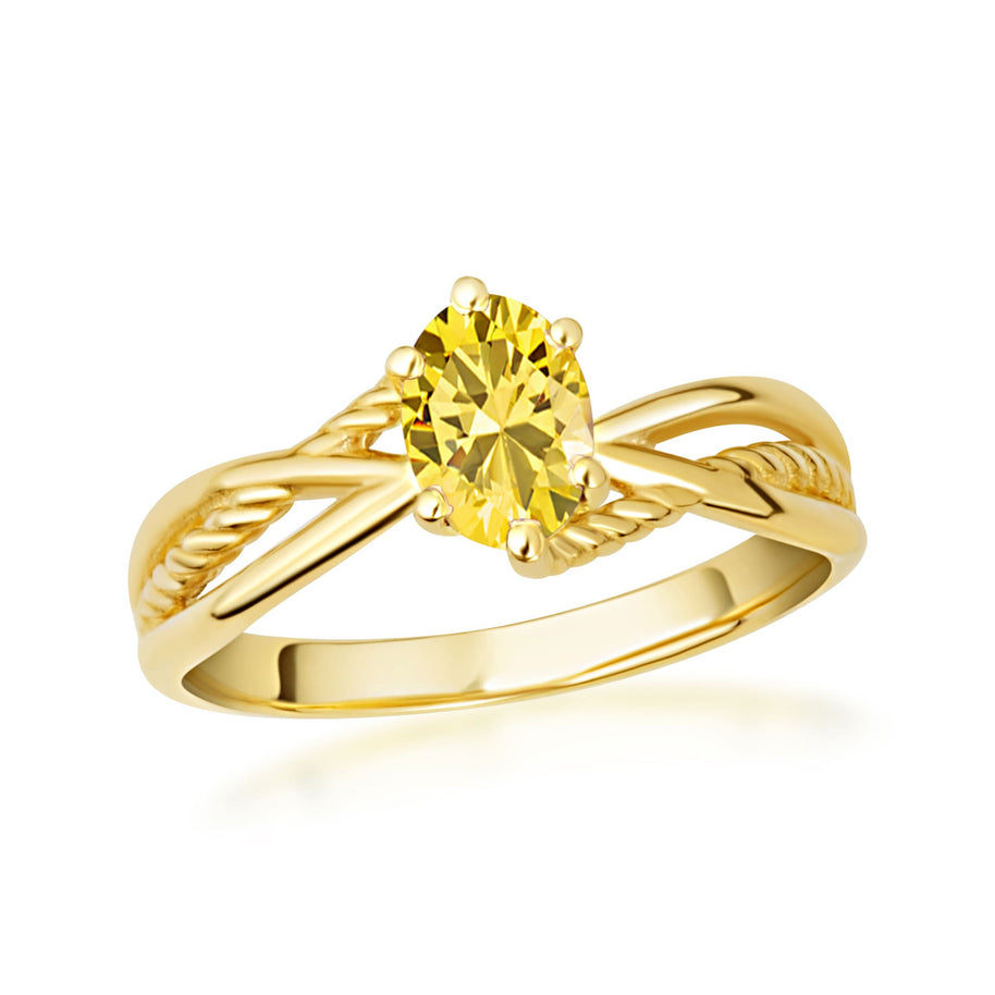Gold Custom Oval Birthstone Infinity Rope Band Ring (Available in Yellow/Rose/White Gold)