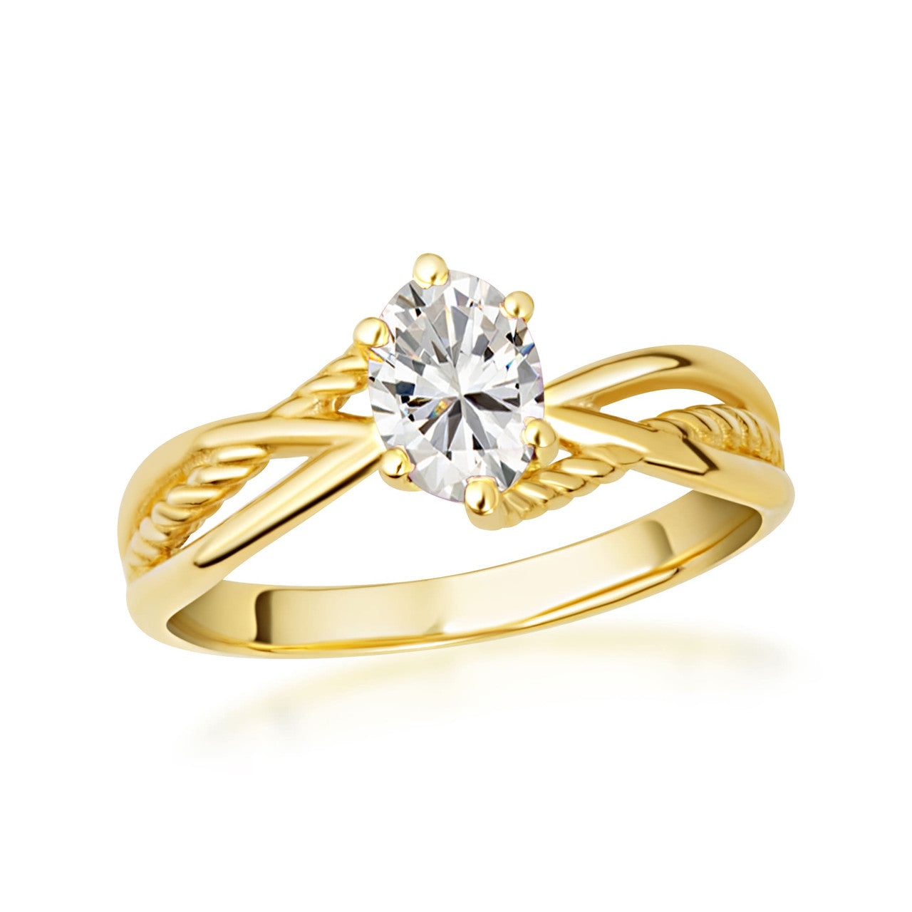Gold Custom Oval Birthstone Infinity Rope Band Ring (Available in Yellow/Rose/White Gold)