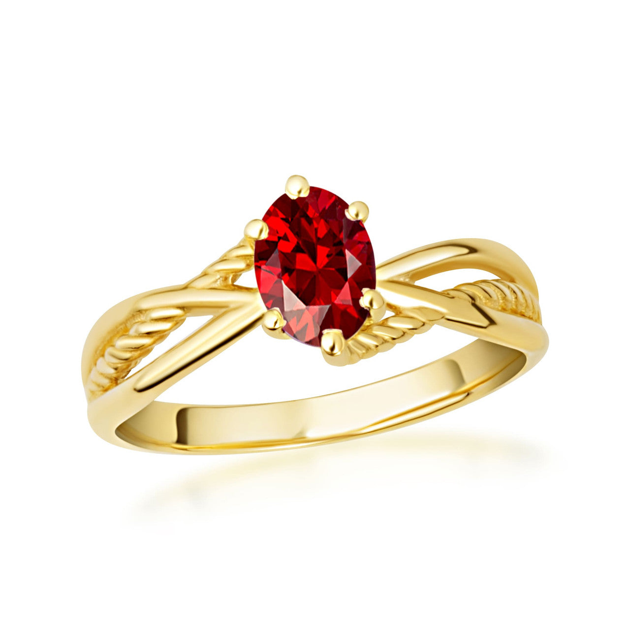Gold Custom Oval Birthstone Infinity Rope Band Ring (Available in Yellow/Rose/White Gold)