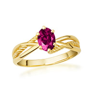 Gold Custom Oval Birthstone Infinity Rope Band Ring (Available in Yellow/Rose/White Gold)