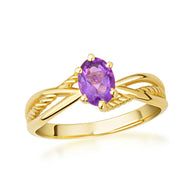 Gold Custom Oval Birthstone Infinity Rope Band Ring (Available in Yellow/Rose/White Gold)