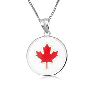 Gold Enamel Canadian Maple Leaf Medallion Pendant Necklace (Available in Yellow/Rose/White Gold)