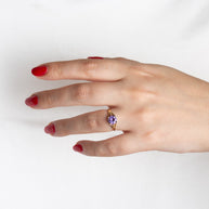 Gold Round Beaded Cubic Zirconia Birthstone Ring (Available in Yellow/Rose/White Gold)