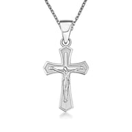 Gold Cross Crucifix Faith Pendant Necklace (Available in Yellow/Rose/White Gold)