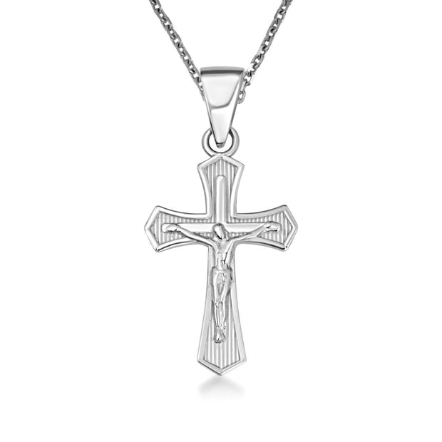 .925 Sterling Silver Cross Crucifix Faith Pendant Necklace