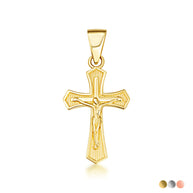 Gold Cross Crucifix Faith Pendant Necklace (Available in Yellow/Rose/White Gold)