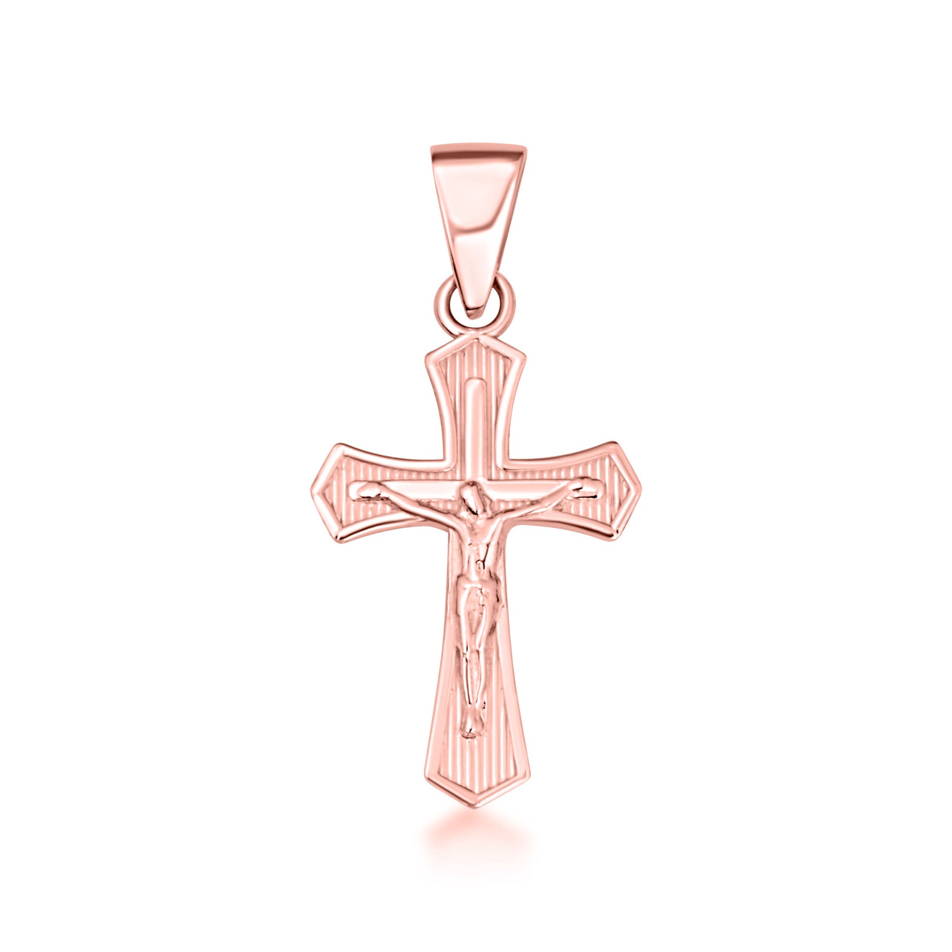 Gold Cross Crucifix Faith Pendant Necklace (Available in Yellow/Rose/White Gold)