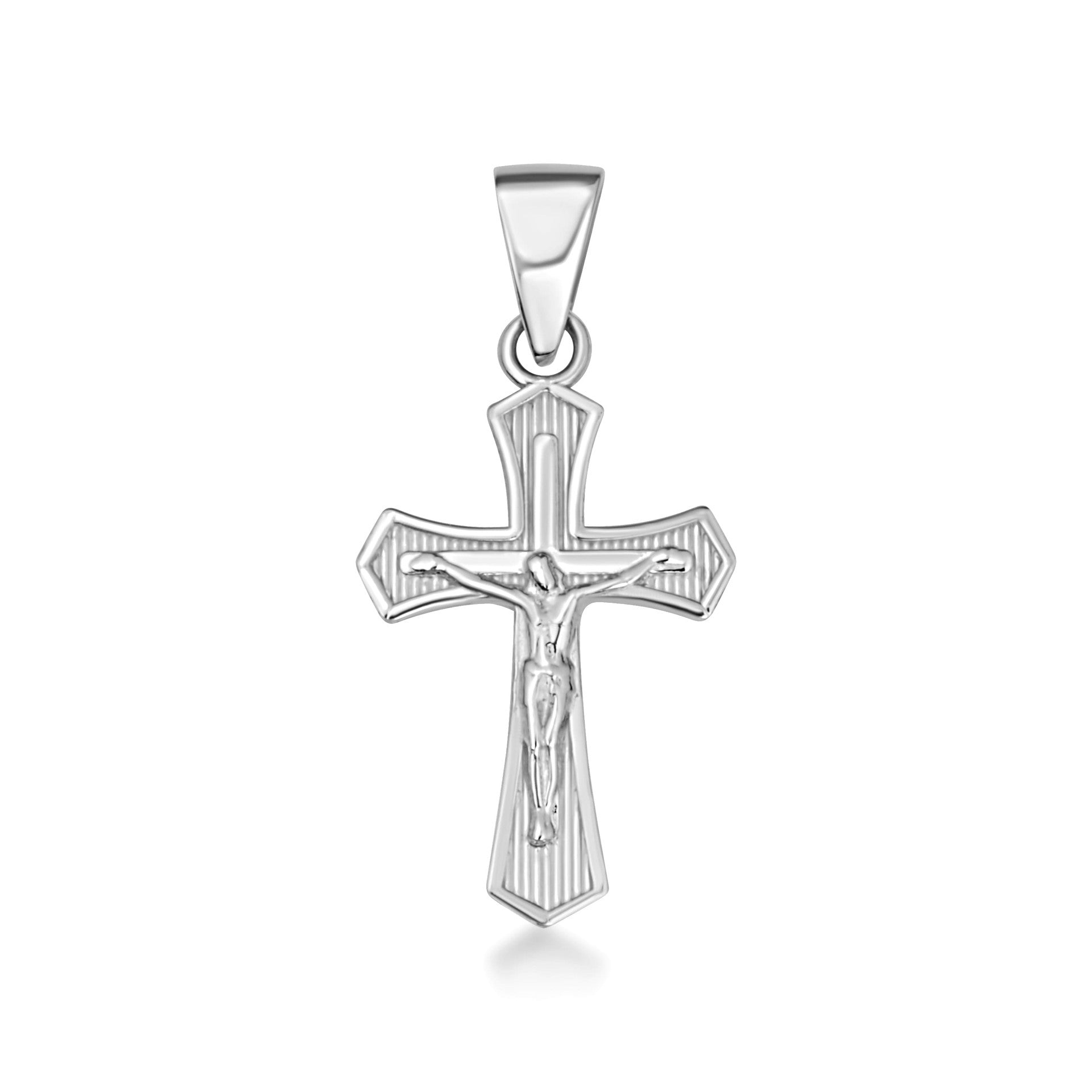 Gold Cross Crucifix Faith Pendant Necklace (Available in Yellow/Rose/White Gold)