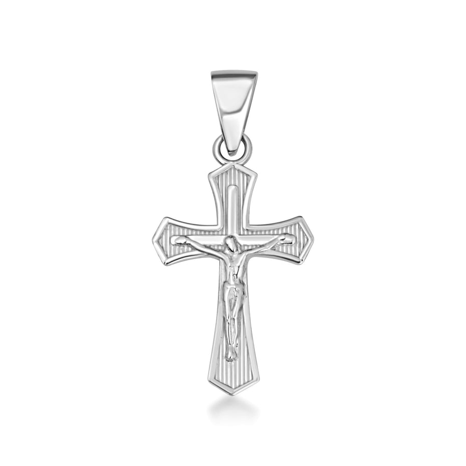 Gold Cross Crucifix Faith Pendant Necklace (Available in Yellow/Rose/White Gold)