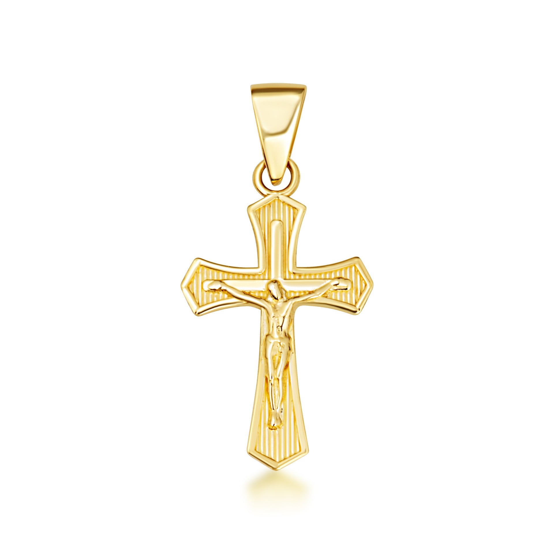Gold Cross Crucifix Faith Pendant Necklace (Available in Yellow/Rose/White Gold)