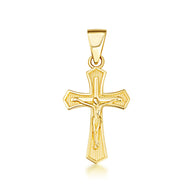 Gold Cross Crucifix Faith Pendant Necklace (Available in Yellow/Rose/White Gold)