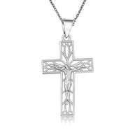 .925 Sterling Silver Filigree Cross Crucifix Faith Pendant Necklace