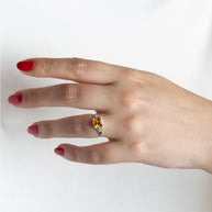 .925 Sterling Silver Square Cut Cubic Zirconia Birthstone Beaded Ring