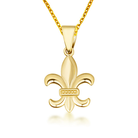 Gold French Fluer-de-lis Pendant Necklace (Available in Yellow/Rose/White Gold)