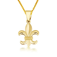 Gold French Fluer-de-lis Pendant Necklace (Available in Yellow/Rose/White Gold)