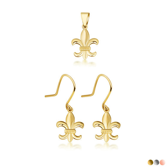 Tri-Color Gold Diamond Cut Heart Flower Rose Pendant Necklace (Available in Yellow/Rose/White Gold)