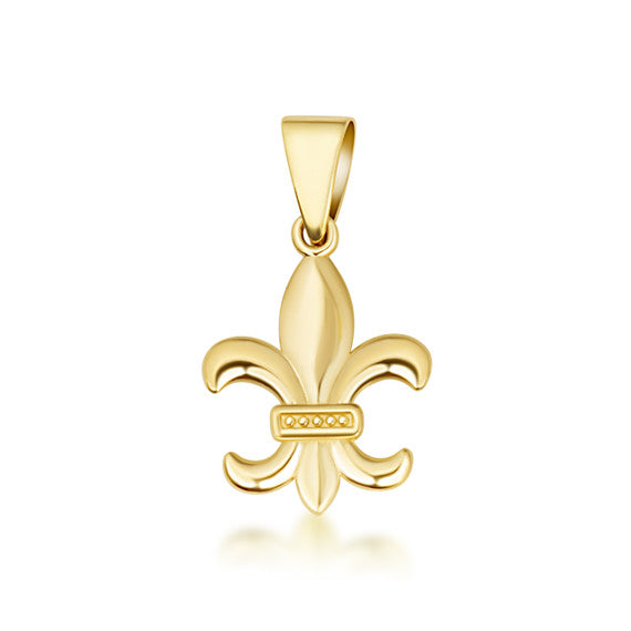 Gold French Fluer-de-lis Pendant Necklace (Available in Yellow/Rose/White Gold)
