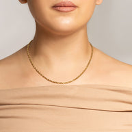 3mm Gold Diamond Cut Rope Twisted Solid Chain Link Necklace