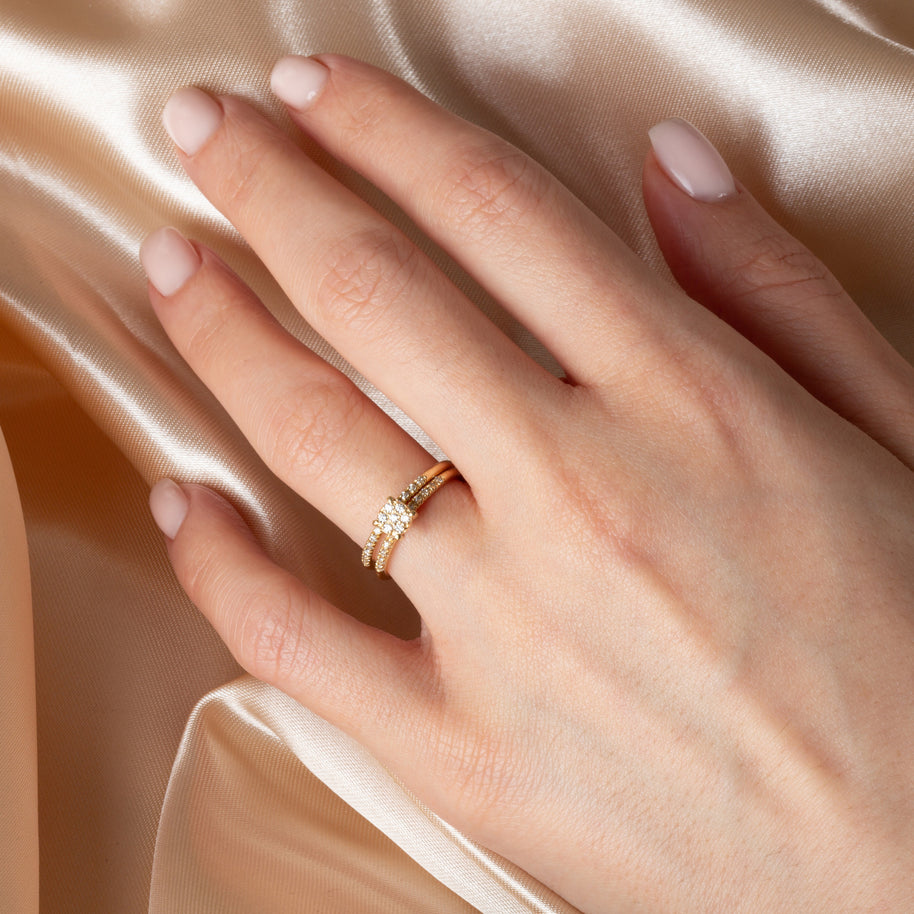 14K Gold Cubic Zirconia Pavé Set Ring (Available in Yellow/Rose/White Gold)